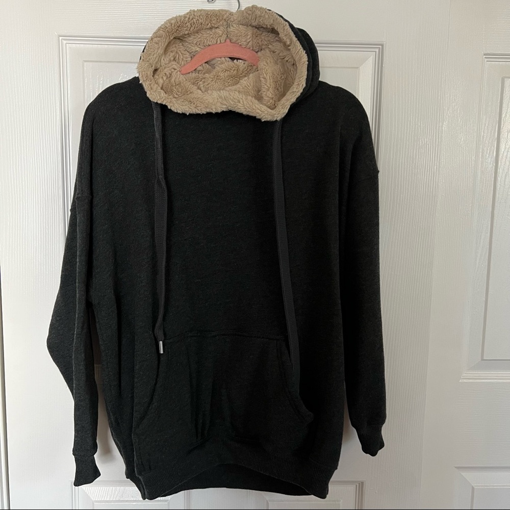 Aerie Oversized Tunic Hoodie with Fur Lined Hood and Pocket